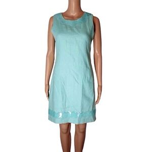 Vineyard Vines Mint Green Linen Sequin Sleeveless Shift Dress Size 0
